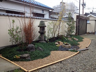 大阪　堺市東区　K様　和風の庭つくり、既存のある物を使っての庭つくり