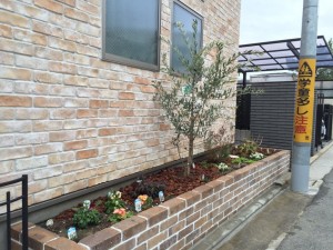 大阪 堺市 花壇の植栽工事 オリーブ植え付け 植忠 Blog