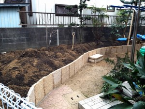 大阪　大阪狭山市　庭のリフォーム、花壇つくり　完成