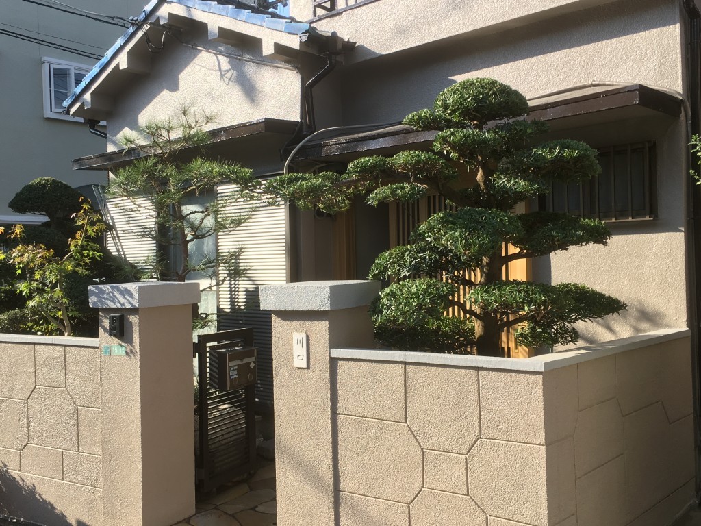 大阪　堺市上野芝　K様　和風の庭リフォーム、アカマツ、マキの門かぶり、植栽工事