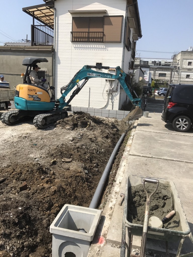 大阪　堺市鳳　青空ガレージ工事、駐車場つくり